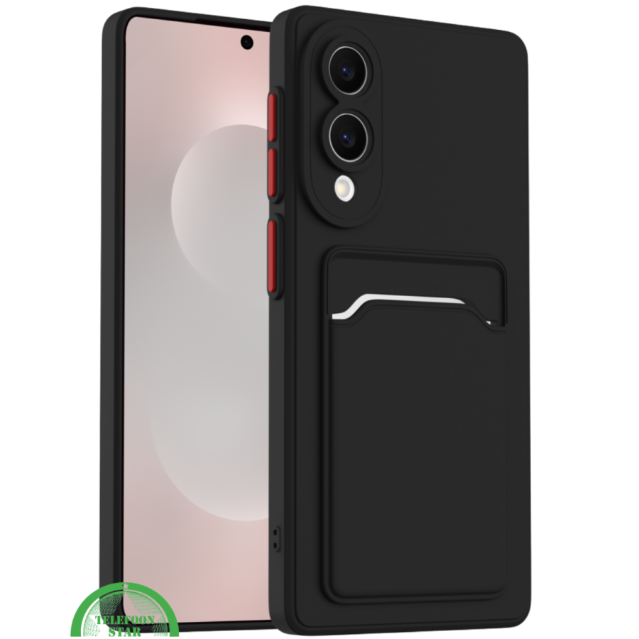 Zwart Transparant Hoesje voor Samsung S25 Edge met Kaarthouder, Praktisch, Slank &amp; Schokbestendig