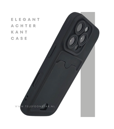 iPhone 16 Pro Zwart Hoesje Met Kaarthouder Stevige Bescherming Rugcover