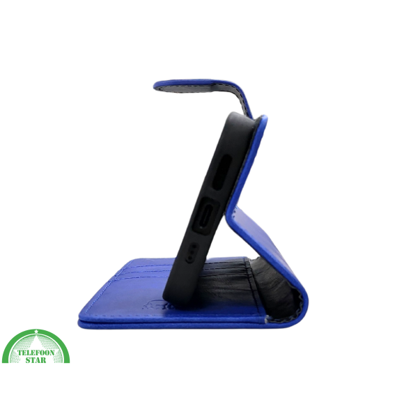 iPhone 16 Pro Max Bookcase Hoesje Blauw &ndash; Leren Look met Magnetische Sluiting – foto 4