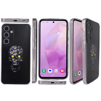 Samsung Galaxy A56 Hoesje Bloemen Skull &ndash; Schokbestendige Backcover