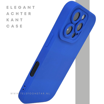 iPhone 16 Pro Blauw Hoesje Mat Design Met Verhoogde Camerabescherming
