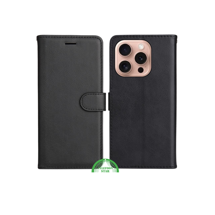 Bookcase Hoesje voor iPhone 16 Pro Max - Zwart Magnetische sluiting voor veilige bescherming | Telefoonstar