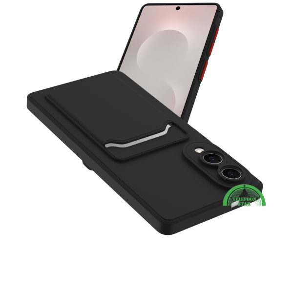 Zwart Transparant Hoesje voor Samsung S25 Edge met Kaarthouder, Praktisch, Slank &amp; Schokbestendig – foto 2