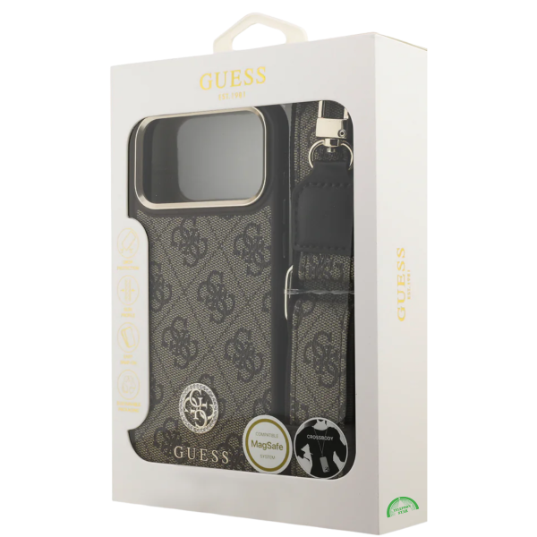Hoesje voor iPhone 17 Pro Bruin Guess afneembare schouder- en polsband – foto 7