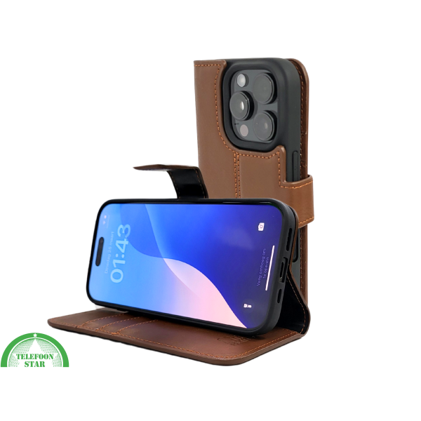 iPhone 16 Pro Max Insteekhoesje Bruin &ndash; Leren Look &amp; Stijlvolle Bescherming – foto 6
