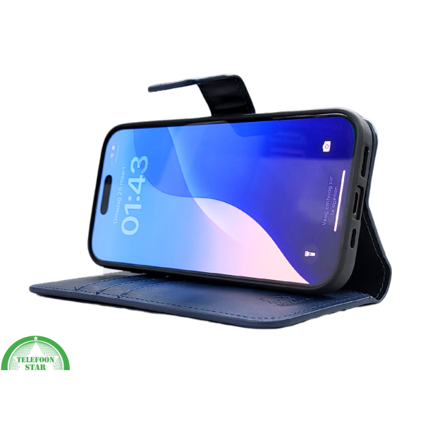 iPhone 16 Pro Insteekhoesje Lichtbruin &ndash; Stijlvolle Leren Look met Open Bovenkant – foto 5