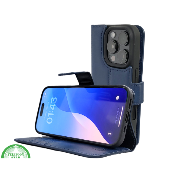 iPhone 16 Pro Insteekhoesje Lichtbruin &ndash; Stijlvolle Leren Look met Open Bovenkant – foto 6