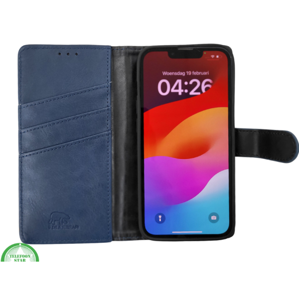 Hoesje voor iphone 17e Boek Case Leer Wallet Case Donkerblauwe  – foto 8