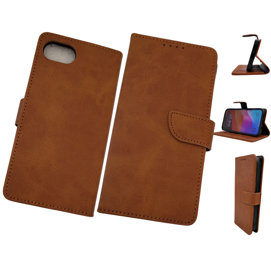 Hoesje voor iPhone 17e Licht bruin Leerlook Wallet Case