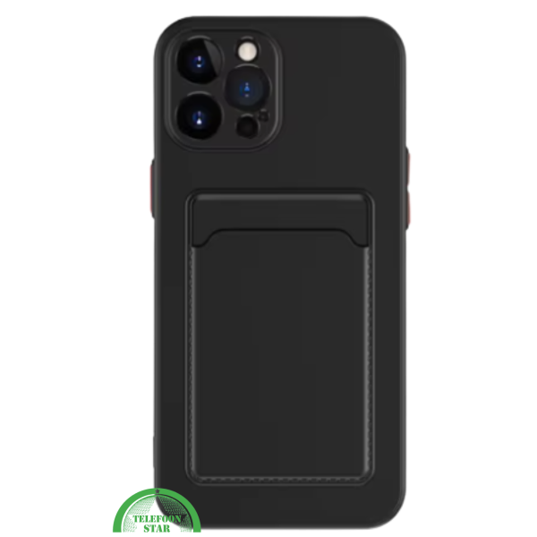 Zwart Hoesje voor iPhone 13 Pro Transparant met Kaartvak, Shockproof, Sterk &amp; Silicone – foto 2