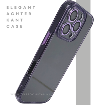 iPhone 16 Pro Paars Hoesje Transparante Achterkant Elegante Bescherming