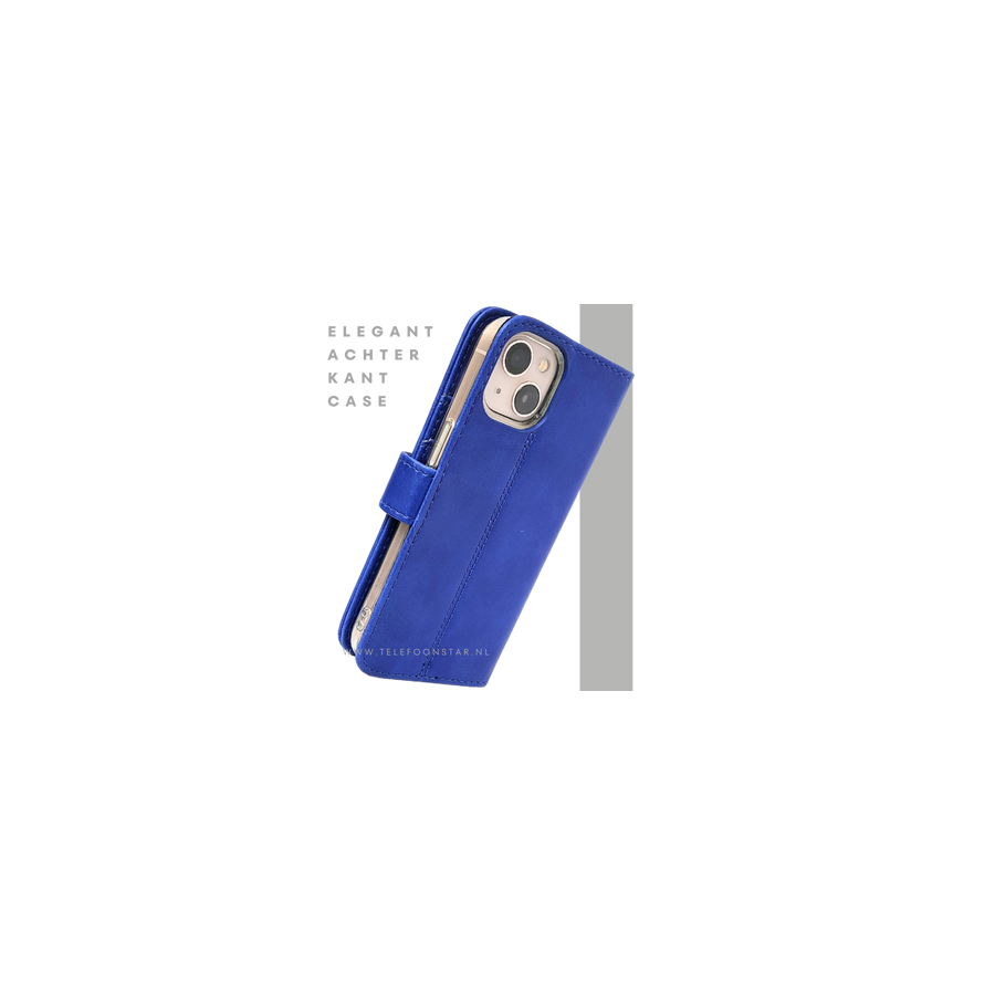 Blauw Bookcase Hoesje iPhone 13 EN 14  Wallet Case met Magneetsluiting Telefoonstar