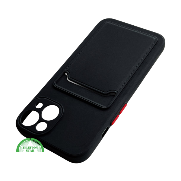 Zwart Transparant Shockproof Hoesje voor iPhone 15 met Kaarthouder &ndash; Praktisch &amp; Supersterk – foto 2