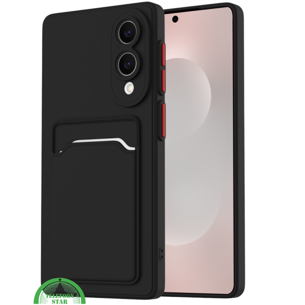 Zwart Transparant Hoesje voor Samsung S25 Edge met Kaarthouder, Praktisch, Slank &amp; Schokbestendig – foto 5