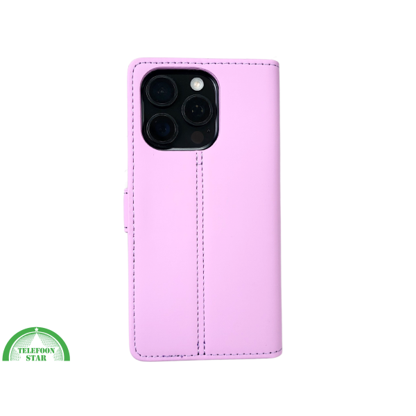 iPhone 16 Pro Bookcase Hoesje Lichtroze &ndash; Elegante Leren Look met Magnetische Sluiting – foto 3