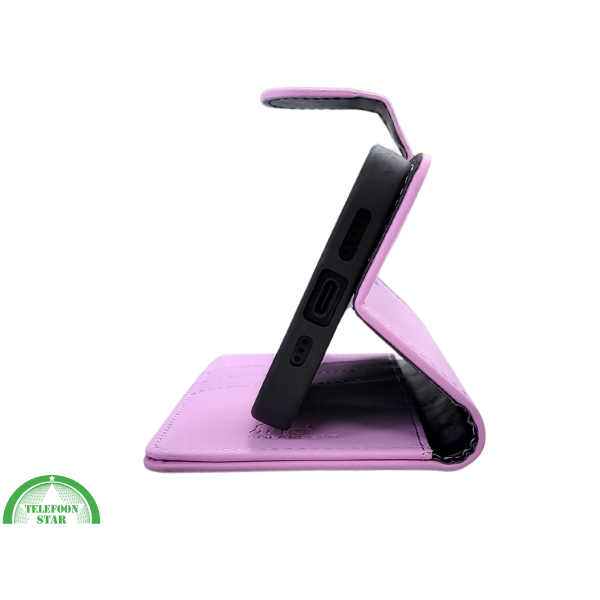 iPhone 16 Pro Bookcase Hoesje Lichtroze &ndash; Elegante Leren Look met Magnetische Sluiting – foto 4
