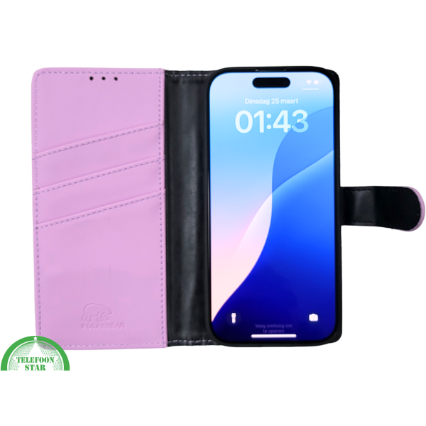iPhone 16 Pro Bookcase Hoesje Lichtroze &ndash; Elegante Leren Look met Magnetische Sluiting – foto 7