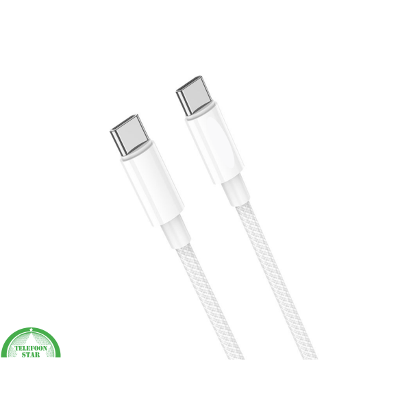 USB-C naar USB-C Oplaadkabel 1 Meter &ndash; Witte Gevlochten Snelladerkabel – foto 5