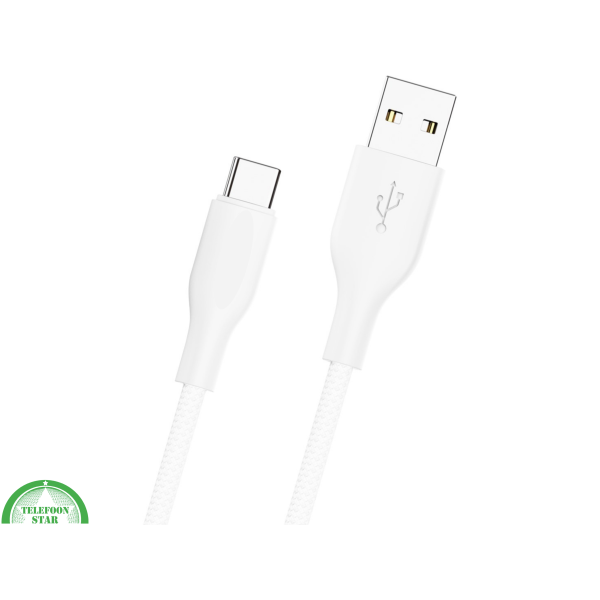 USB naar USB-C Kabel &ndash; 2 Meter &ndash; 2.4A Output &ndash; Snelladen &amp; Data &ndash; Wit – foto 2