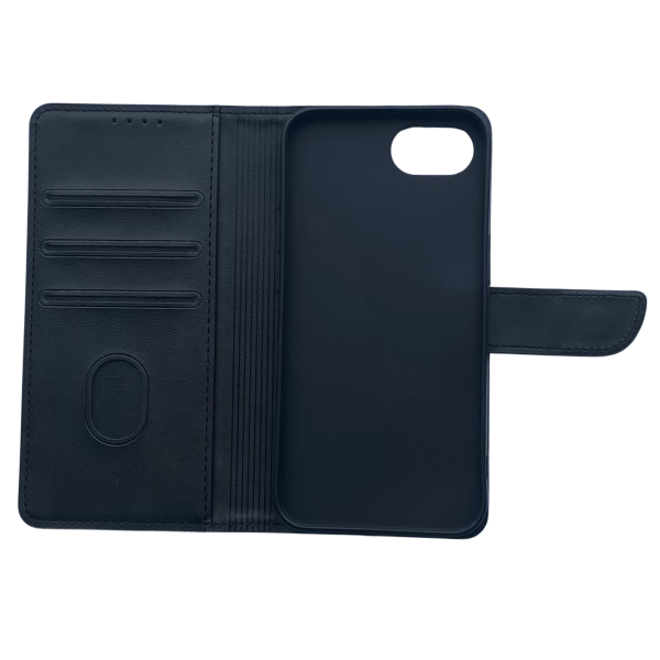 Hoesje voor iPhone 17e Zwart Leerlook Wallet Case Kaartvakken – foto 4