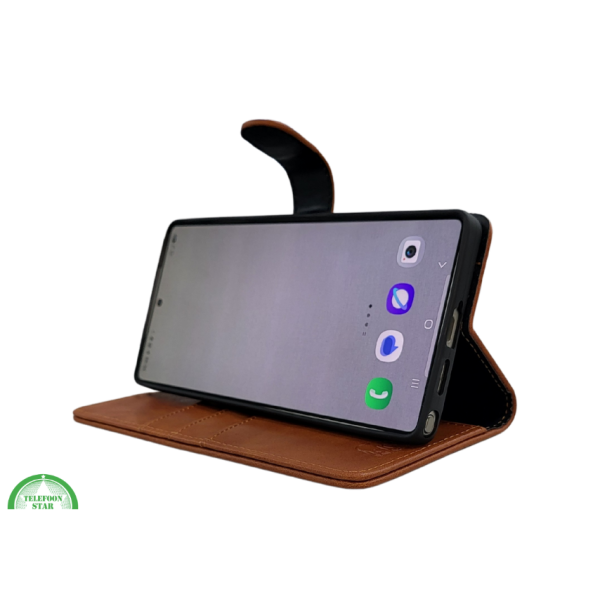 S25 Edge Boek Case Leer Stijlvolle en Beschermende Wallet Case Bruin – foto 4