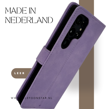 S25 Edge paars Boek Leer Stijlvolle en Beschermende Wallet lather