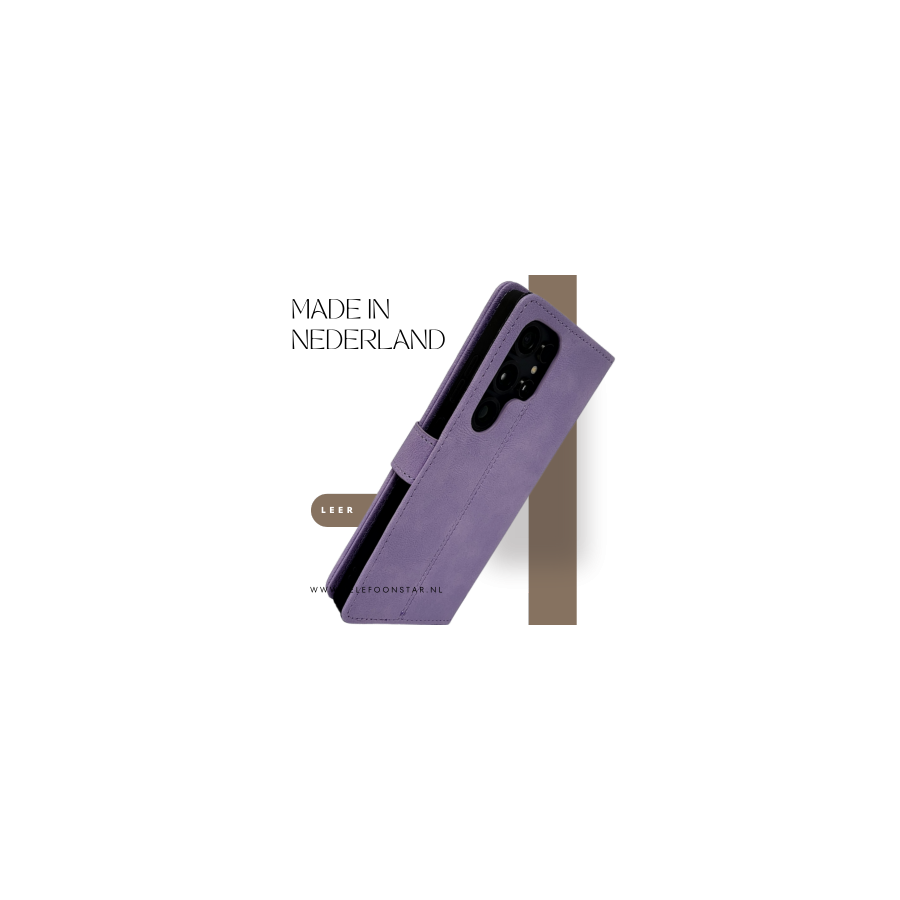 Hoesje voor Samsung S26 Ultra paars Boek Leer Stijlvolle en Beschermende Wallet lather