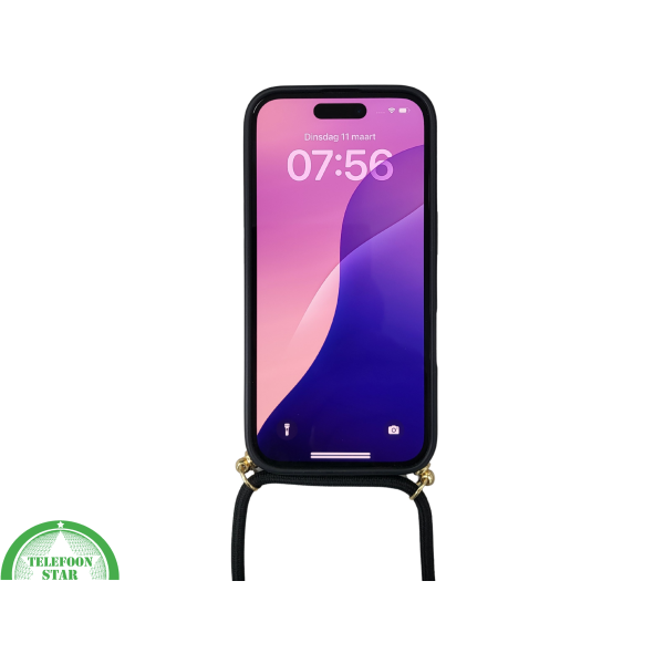 iPhone 16 Plus Hoesje met Koord Zwart Stijlvolle Schokbestendige – foto 3