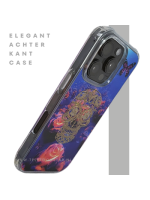 iPhone 16 Pro Hoesje Gouden Skull Design Transparant Telefoonhoesje met Paarse Bloemenprint