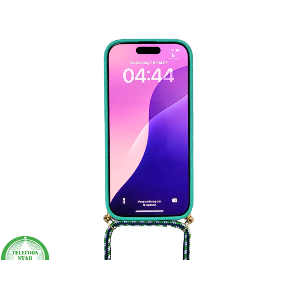 Groen Eco Koord Hoesje &ndash; Duurzaam Siliconen Touwkoord Case Met Draagkoord voor iPhone 16 Pro – foto 4