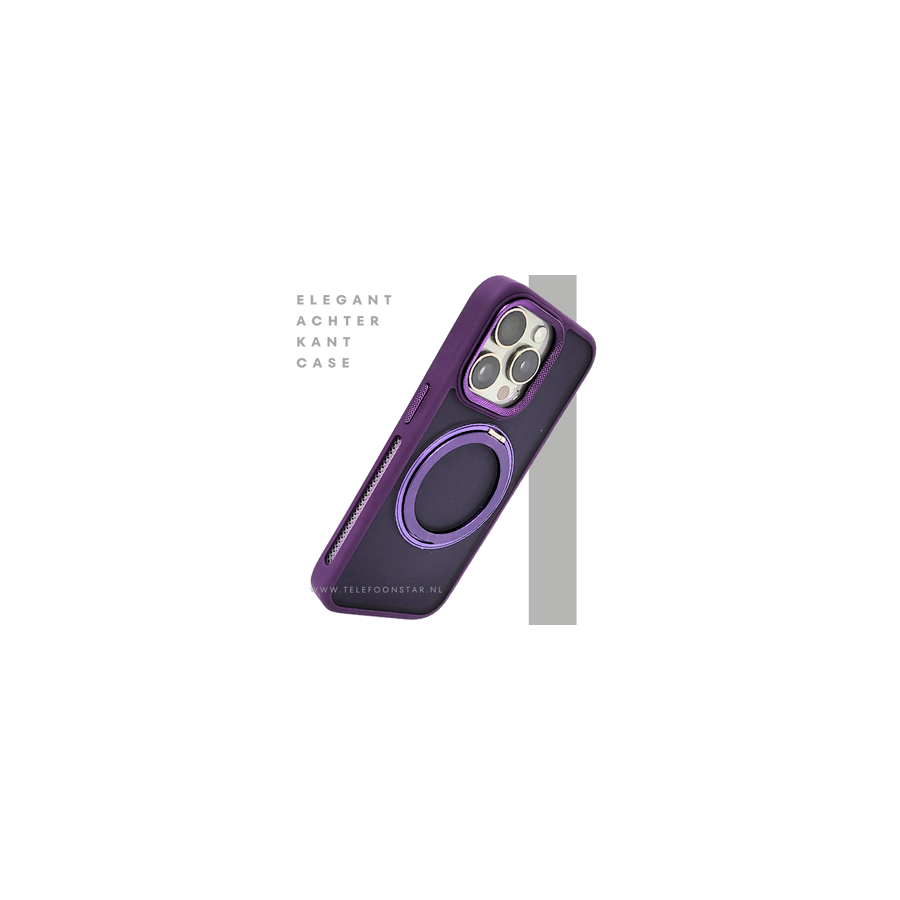 Paars iPhone 15 Pro Max Hoesje met Ringhouder &ndash; MagSafe &amp; Kickstand | Telefoonstar.nl