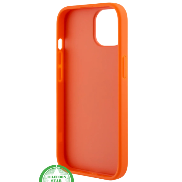 Hoesje voor iPhone 15 &ndash; Oranje Luxe Design met Goudkleurig Logo – foto 2