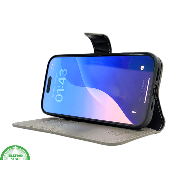 iPhone 16 Pro Max Insteekhoesje Olijfgroen &ndash; Leren Look met Open Bovenkant – foto 5