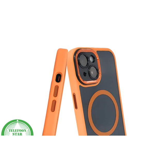 iPhone 15 Plus MagSafe Hoesje Oranje-Zwart &ndash; Sportieve Look met Magnetische MagSafe Ring – foto 6