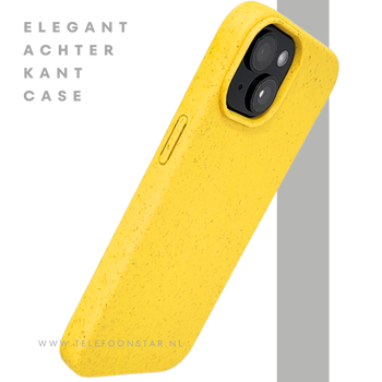 iPhone 15 Hoesje &ndash; Geel met Spikkelstructuur | Fris, Duurzaam & Beschermend