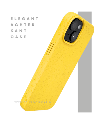 iPhone 15 Hoesje &ndash; Geel met Spikkelstructuur | Fris, Duurzaam & Beschermend