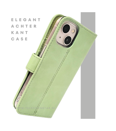 Mintgroen Bookcase Hoesje iPhone 13 en 14 Wallet Case met Magneetsluiting | &euro;14,95