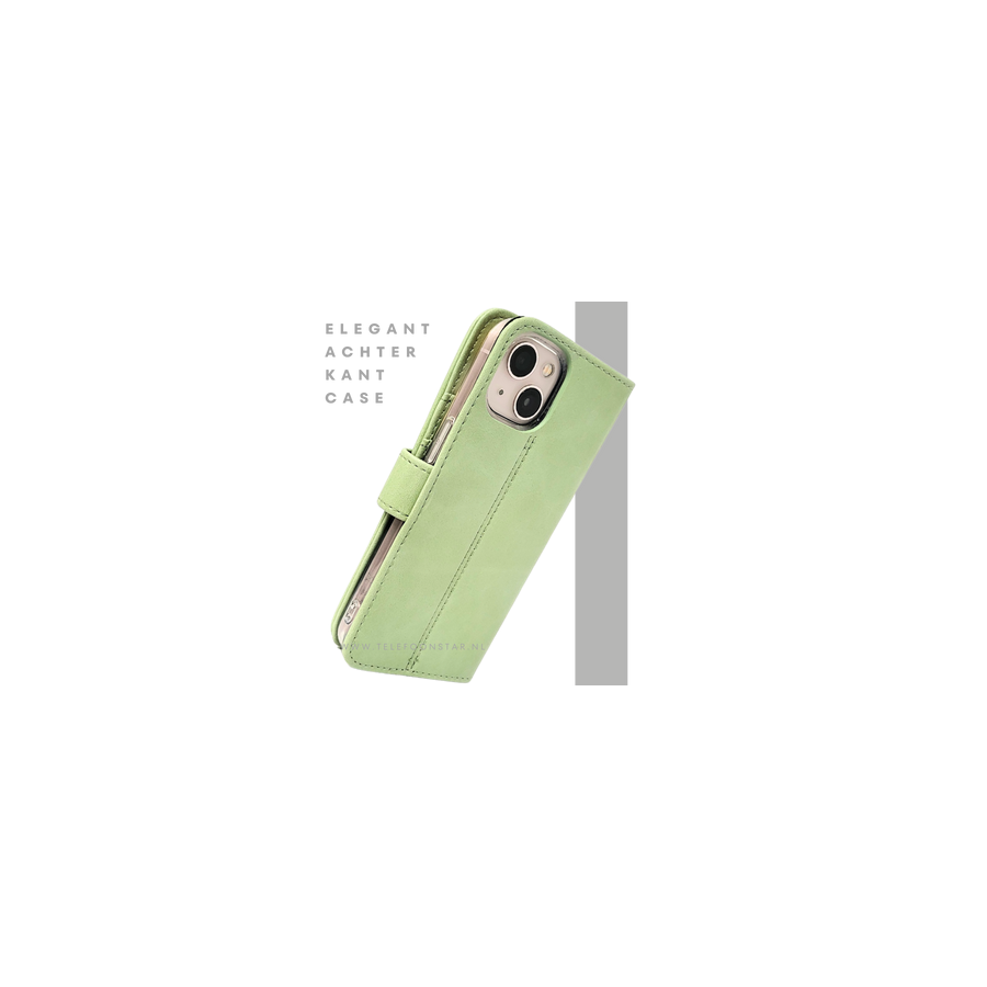 Mintgroen Bookcase Hoesje iPhone 13 en 14 Wallet Case met Magneetsluiting | &euro;14,95