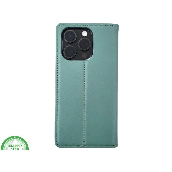 iPhone 16 Pro Bookcase Hoesje Donkergroen &ndash; Luxe Leren Look met Magnetische Sluiting – foto 3