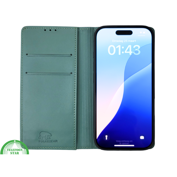 iPhone 16 Pro Bookcase Hoesje Donkergroen &ndash; Luxe Leren Look met Magnetische Sluiting – foto 7