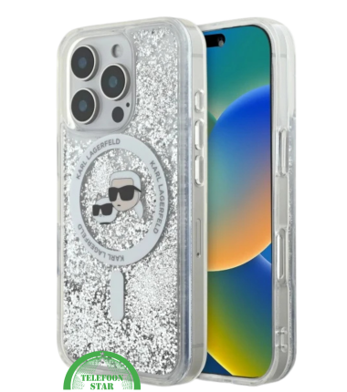 iPhone 16 Pro Glitter Hoesje &ndash; Transparant Zilver | Luxe Bescherming met Sprankelende Stijl