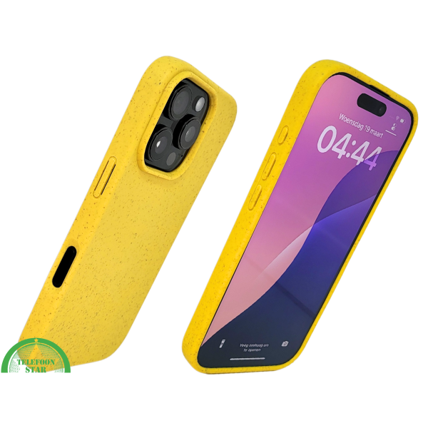 iPhone 16 Pro Geel Eco Hoesje &ndash; Biologisch Afbreekbare Matte Bescherming – foto 2