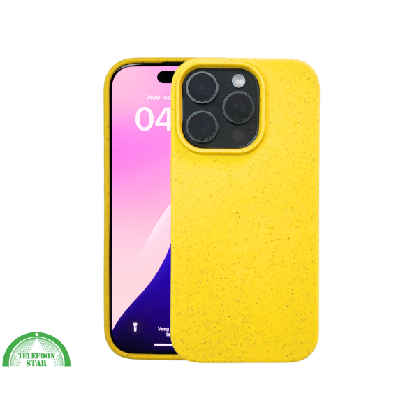 iPhone 16 Pro Geel Eco Hoesje &ndash; Biologisch Afbreekbare Matte Bescherming – foto 3