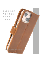Bruin Bookcase Hoesje iPhone 13 / 14 &ndash; Vintage Leren Look met Bandje | &euro;14,95