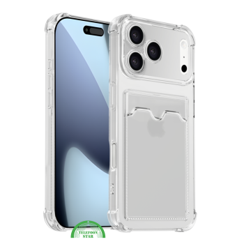 Silicone hoesje voor iPhone 18 Pro &ndash; Transparant Silicone met Kaarthouder | Telefoonstar
