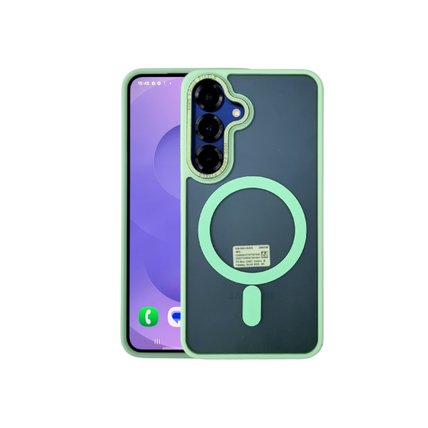 Samsung Galaxy S25 MagSafe Hoesje &ndash; Transparant met Groen | Magnetisch &amp; Schokbestendig – foto 2