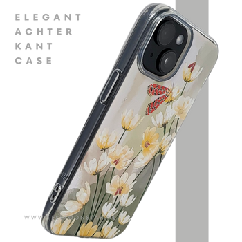 iPhone 15 Hoesje &ndash; Transparant Met Bloemen & Vlinderprint | Elegant, Natuur & Uniek