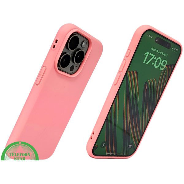 Lichtroze iPhone 15 Pro Hoesje &ndash; Zachte Siliconen Bescherming | Telefoonstar.nl – foto 2