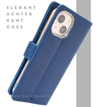 Donkerblauw Bookcase Hoesje iPhone 13 / 14 &ndash; Magneetsluiting en Pasjesvakken | &euro;14,95