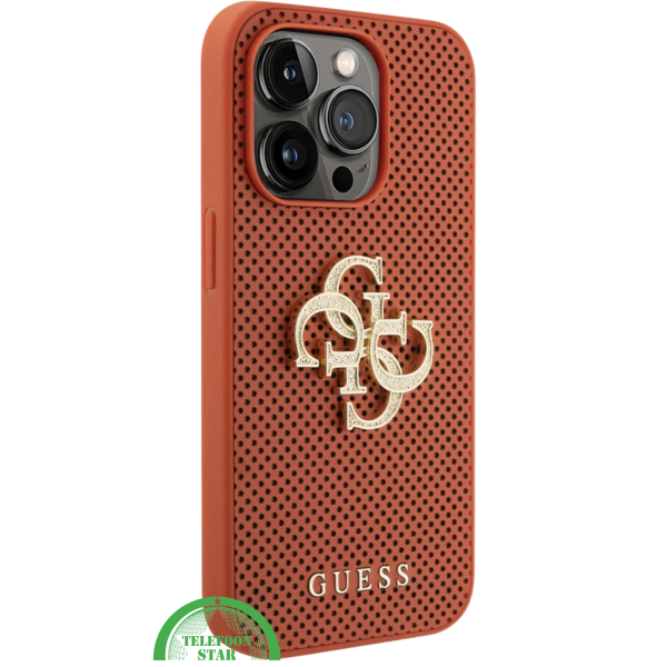 iPhone 15 Pro Siliconen Hoesje &ndash; Oranje Design met Gouden Logo en Gripbescherming – foto 2